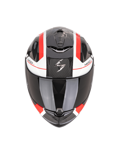 SCORPION EXO-1400 EVO II CARBON AIR ENKO BLACK/RED/WHITE SPORTINIS/UŽDARAS MOTO ŠALMAS
