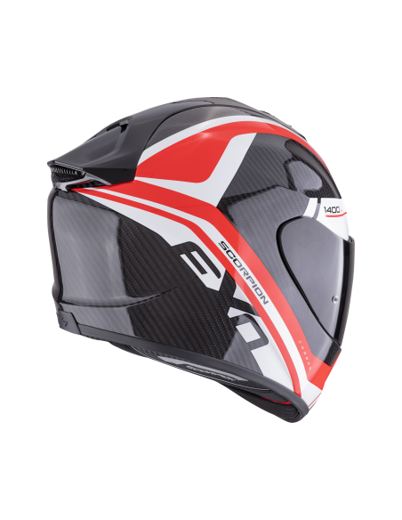 SCORPION EXO-1400 EVO II CARBON AIR ENKO BLACK/RED/WHITE SPORTINIS/UŽDARAS MOTO ŠALMAS