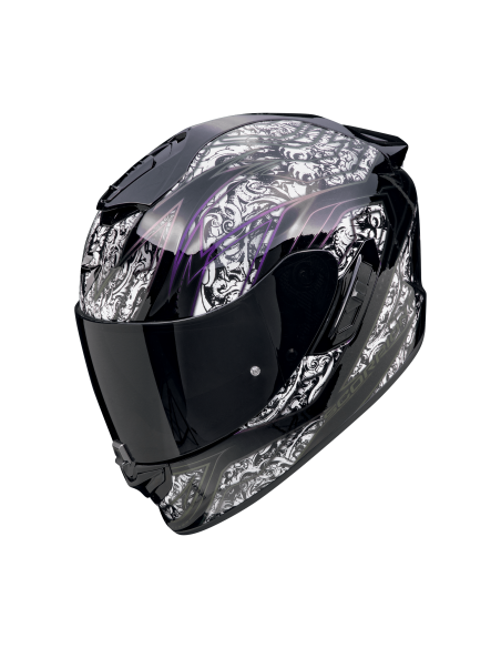 SCORPION EXO-1400 EVO II AIR FANTASY BLACK/WHITE SPORTINIS/UŽDARAS MOTO ŠALMAS