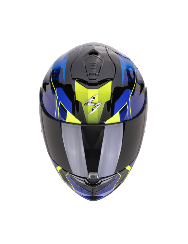 SCORPION EXO-1400 EVO II AIR INTENSIO BLACK/BLUE SPORTINIS/UŽDARAS MOTO ŠALMAS