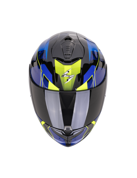 SCORPION EXO-1400 EVO II AIR INTENSIO BLACK/BLUE SPORTINIS/UŽDARAS MOTO ŠALMAS