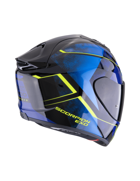 SCORPION EXO-1400 EVO II AIR INTENSIO BLACK/BLUE SPORTINIS/UŽDARAS MOTO ŠALMAS