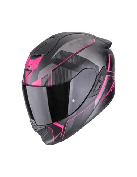 SCORPION EXO-1400 EVO II AIR INTENSIO MATT BLACK/PINK SPORTINIS/UŽDARAS MOTO ŠALMAS