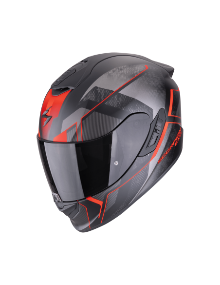 SCORPION EXO-1400 EVO II AIR INTENSIO MATT BLACK/RED SPORTINIS/UŽDARAS MOTO ŠALMAS