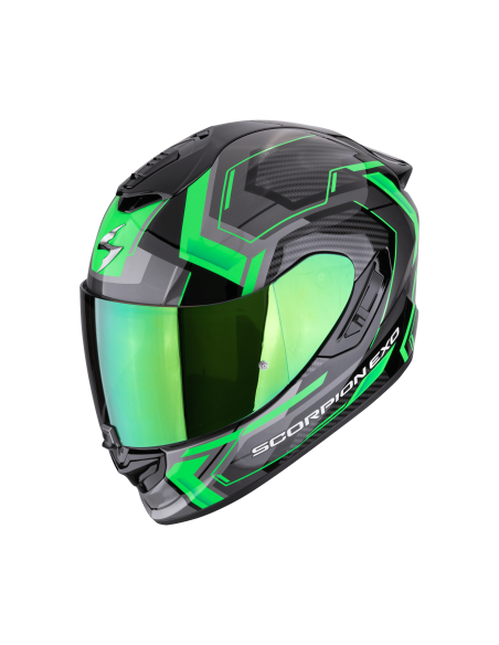 SCORPION EXO-1400 EVO II AIR LINART BLACK/GREEN SPORTINIS/UŽDARAS MOTO ŠALMAS