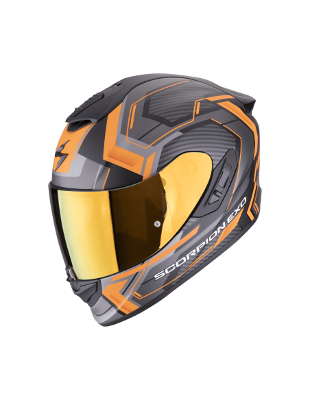 SCORPION EXO-1400 EVO II AIR LINART MATT BLACK/ORANGE SPORTINIS/UŽDARAS MOTO ŠALMAS