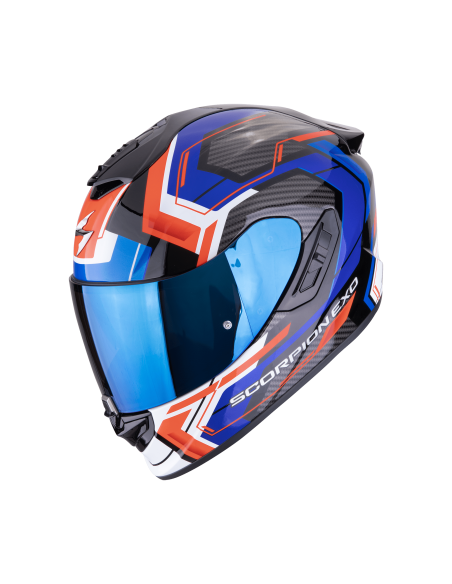 SCORPION EXO-1400 EVO II AIR LINART BLACK/BLUE/RED SPORTINIS/UŽDARAS MOTO ŠALMAS
