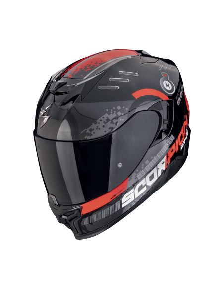 SCORPION EXO-520 EVO AIR TITAN BLACK/RED SPORTINIS/UŽDARAS MOTO ŠALMAS