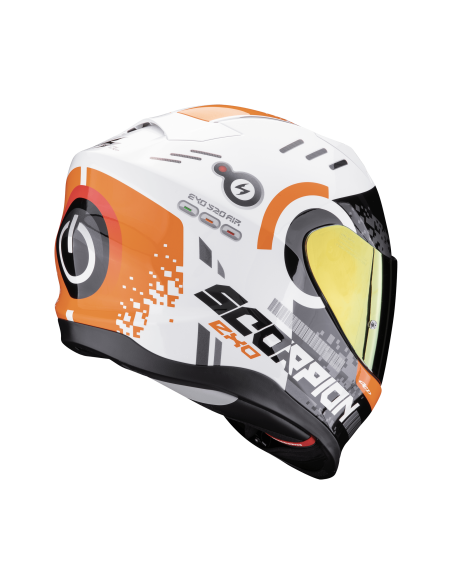 SCORPION EXO-520 EVO AIR TITAN WHITE/ORANGE SPORTINIS/UŽDARAS MOTO ŠALMAS