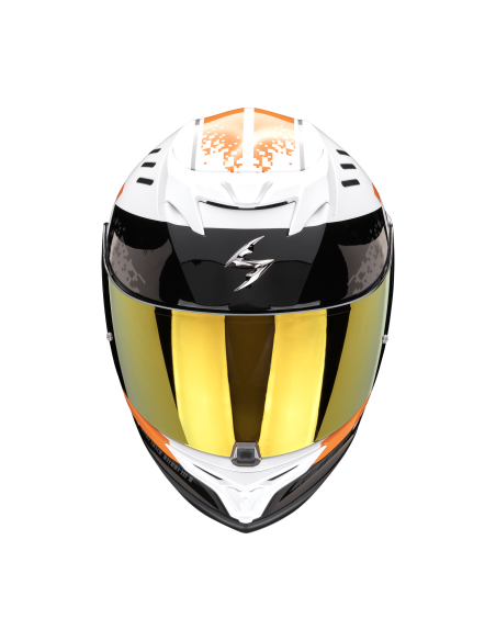 SCORPION EXO-520 EVO AIR TITAN WHITE/ORANGE SPORTINIS/UŽDARAS MOTO ŠALMAS