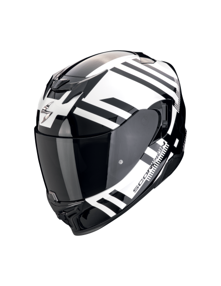 SCORPION EXO-520 EVO AIR BANSHEE WHITE/BLACK SPORTINIS/UŽDARAS MOTO ŠALMAS