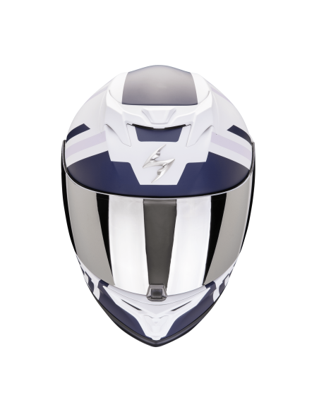 SCORPION EXO-520 EVO AIR BANSHEE WHITE/BLUE/PURPLE SPORTINIS/UŽDARAS MOTO ŠALMAS