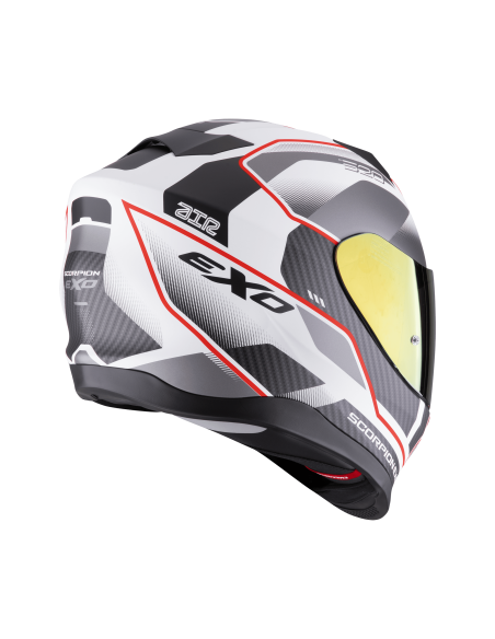 SCORPION EXO-520 EVO AIR LENA MATT WHITE/SILVER/RED SPORTINIS/UŽDARAS MOTO ŠALMAS