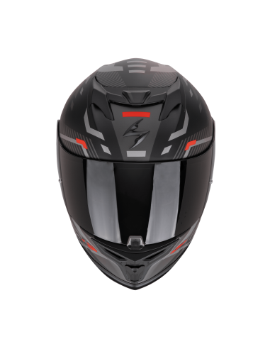 SCORPION EXO-520 EVO AIR RANKA MATT BLACK/SILVER/RED SPORTINIS/UŽDARAS MOTO ŠALMAS
