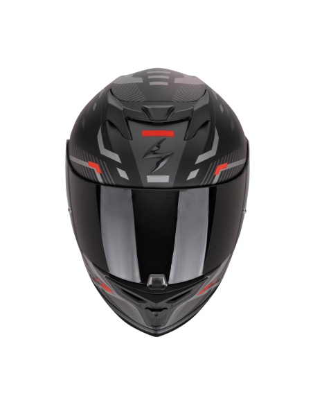 SCORPION EXO-520 EVO AIR RANKA MATT BLACK/SILVER/RED SPORTINIS/UŽDARAS MOTO ŠALMAS