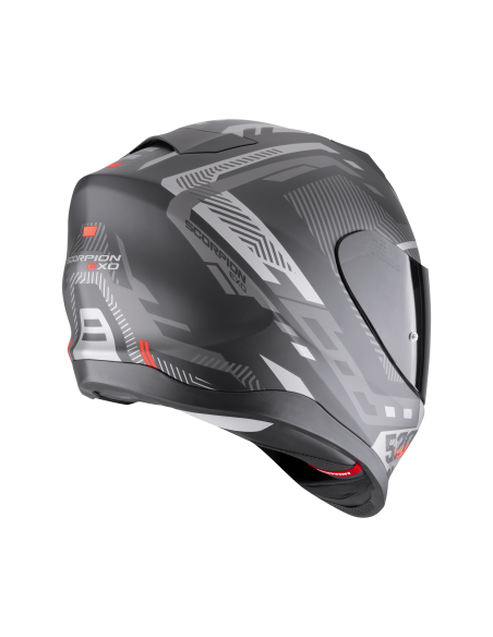 SCORPION EXO-520 EVO AIR RANKA MATT BLACK/SILVER/RED SPORTINIS/UŽDARAS MOTO ŠALMAS