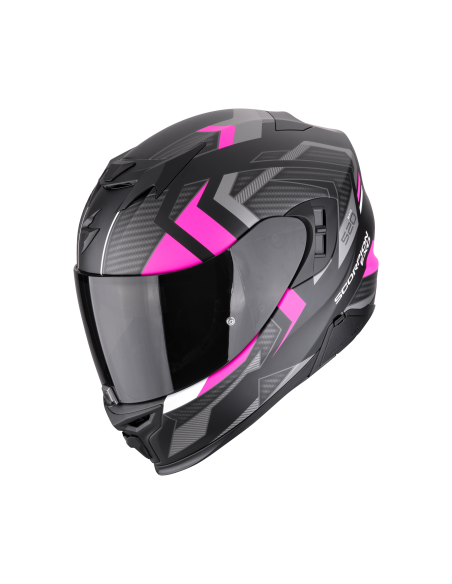 SCORPION EXO-520 EVO AIR SENSUS MATT BLACK/PINK SPORTINIS/UŽDARAS MOTO ŠALMAS