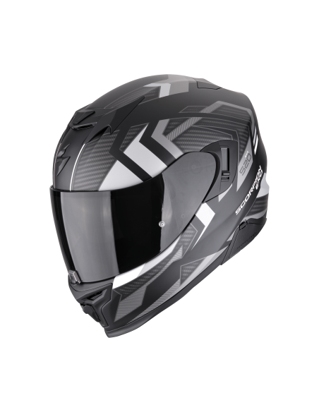 SCORPION EXO-520 EVO AIR SENSUS MATT BLACK/SILVER SPORTINIS/UŽDARAS MOTO ŠALMAS