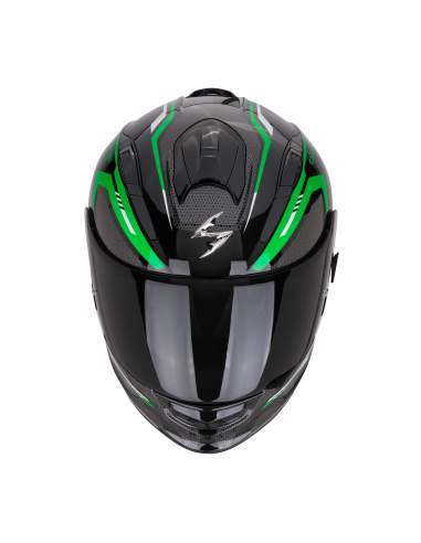 SCORPION EXO-491 KRIPTA BLACK/GREEN/WHITE SPORTINIS/UŽDARAS MOTO ŠALMAS