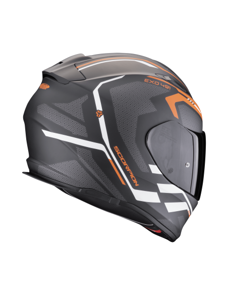 SCORPION EXO-491 KRIPTA MATT BLACK/ORANGE/WHITE SPORTINIS/UŽDARAS MOTO ŠALMAS