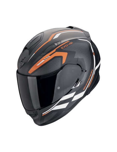 SCORPION EXO-491 KRIPTA MATT BLACK/ORANGE/WHITE SPORTINIS/UŽDARAS MOTO ŠALMAS