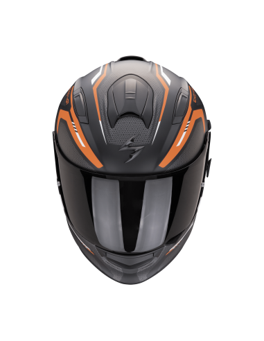SCORPION EXO-491 KRIPTA MATT BLACK/ORANGE/WHITE SPORTINIS/UŽDARAS MOTO ŠALMAS
