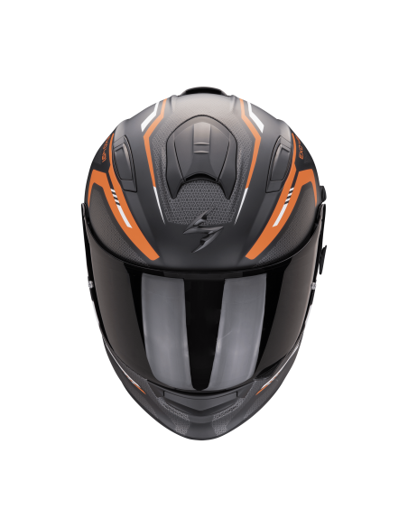 SCORPION EXO-491 KRIPTA MATT BLACK/ORANGE/WHITE SPORTINIS/UŽDARAS MOTO ŠALMAS