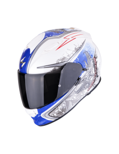 SCORPION EXO-491 RUN WHITE/BLUE SPORTINIS/UŽDARAS MOTO ŠALMAS