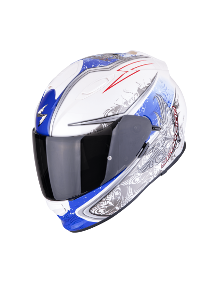 SCORPION EXO-491 RUN WHITE/BLUE SPORTINIS/UŽDARAS MOTO ŠALMAS