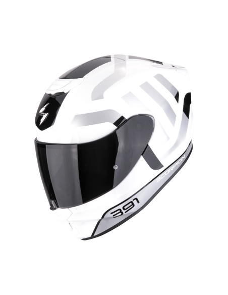 SCORPION EXO-391 AROK WHITE/BLACK/SILVER SPORTINIS/UŽDARAS MOTO ŠALMAS