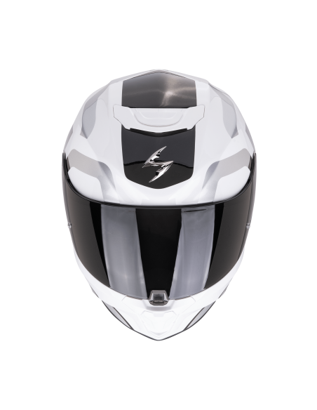 SCORPION EXO-391 AROK WHITE/BLACK/SILVER SPORTINIS/UŽDARAS MOTO ŠALMAS