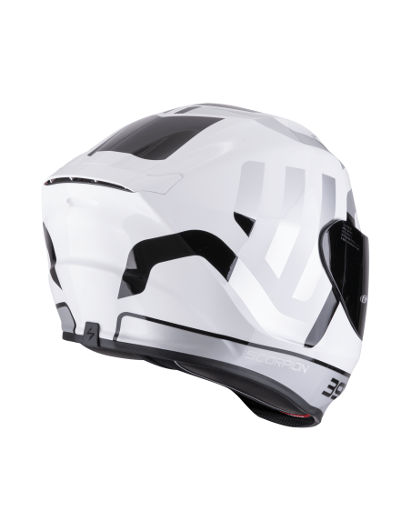 SCORPION EXO-391 AROK WHITE/BLACK/SILVER SPORTINIS/UŽDARAS MOTO ŠALMAS