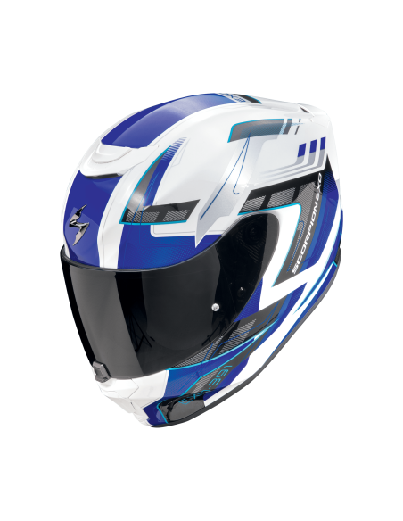 SCORPION EXO-391 CAPTOR WHITE/BLUE SPORTINIS/UŽDARAS MOTO ŠALMAS