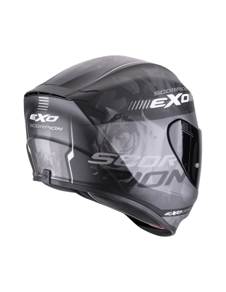 SCORPION EXO-391 AVA MATT BLACK/SILVER SPORTINIS/UŽDARAS MOTO ŠALMAS