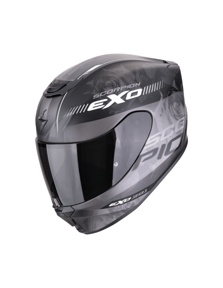SCORPION EXO-391 AVA MATT BLACK/SILVER SPORTINIS/UŽDARAS MOTO ŠALMAS