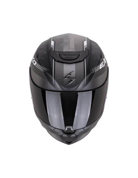 SCORPION EXO-391 AVA MATT BLACK/SILVER SPORTINIS/UŽDARAS MOTO ŠALMAS