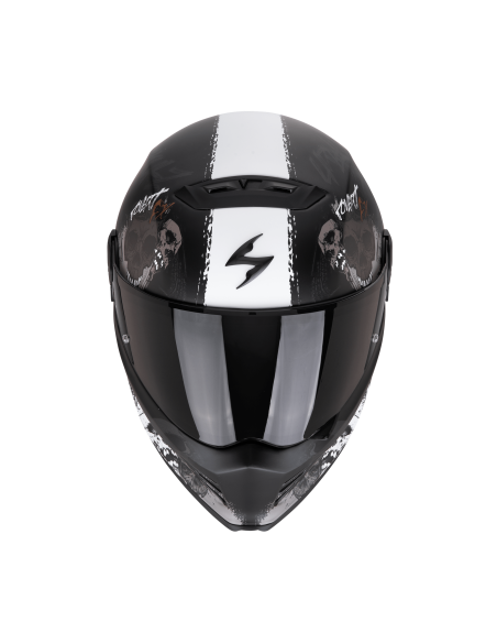 SCORPION COVERT-FX SKULLZ MATT BLACK/GREY/GOLD UŽDARAS MOTO ŠALMAS