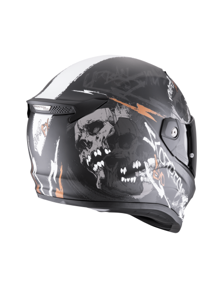 SCORPION COVERT-FX SKULLZ MATT BLACK/GREY/GOLD UŽDARAS MOTO ŠALMAS