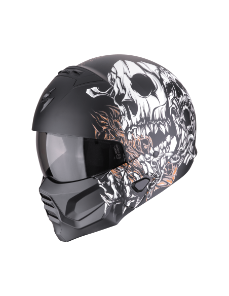SCORPION EXO-COMBAT II GENESIS MATT BLACK/WHITE/GOLD MOTO HELMET