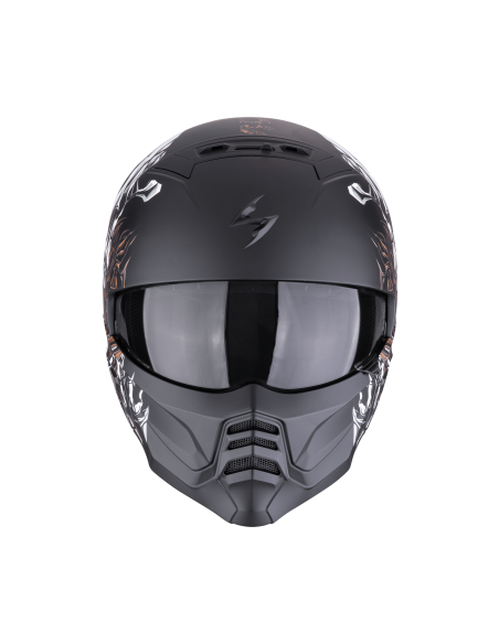 SCORPION EXO-COMBAT II GENESIS MATT BLACK/WHITE/GOLD MOTO ŠALMAS