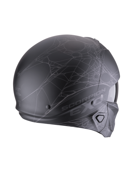 SCORPION EXO-COMBAT II SPIDERWEB MATT BLACK/SILVER MOTO ŠALMAS