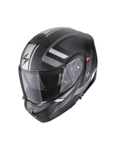 SCORPION EXO-930 EVO ARDENS MATT BLACK/SILVER FLIP-UP MOTO HELMET