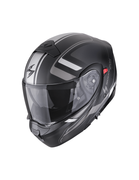 SCORPION EXO-930 EVO ARDENS MATT BLACK/SILVER FLIP-UP MOTO ŠALMAS