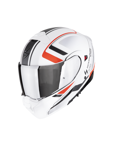 SCORPION EXO-930 EVO ARDENS MATT WHITE/BLACK/RED FLIP-UP MOTO ŠALMAS