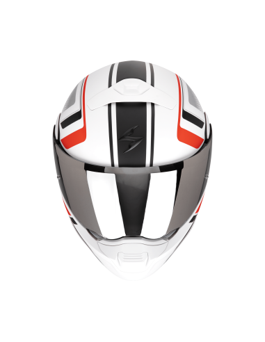 SCORPION EXO-930 EVO ARDENS MATT WHITE/BLACK/RED FLIP-UP MOTO ŠALMAS