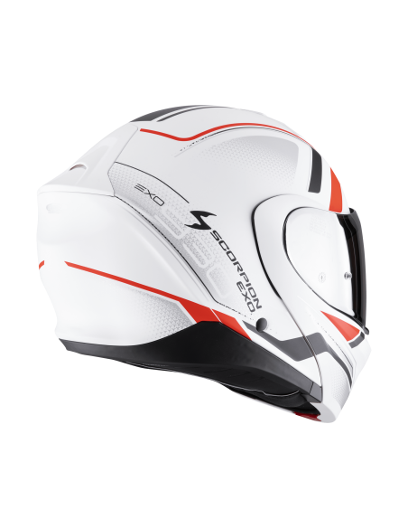 SCORPION EXO-930 EVO ARDENS MATT WHITE/BLACK/RED FLIP-UP MOTO ŠALMAS