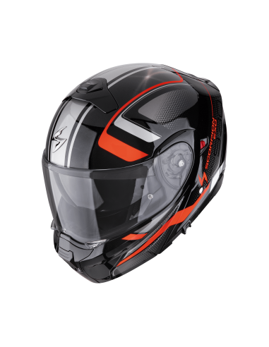 SCORPION EXO-930 EVO ARDENS METALLIC BLACK/RED FLIP-UP MOTO HELMET
