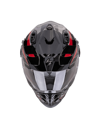 SCORPION ADF-9000 AIR FEAT BLACK/SILVER/RED ADVENTURE MOTO ŠALMAS