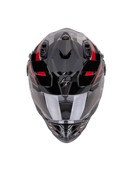 SCORPION ADF-9000 AIR FEAT BLACK/SILVER/RED ADVENTURE MOTO ŠALMAS