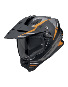 SCORPION ADF-9000 AIR FEAT MATT BLACK/SILVER/ORANGE ADVENTURE MOTO ŠALMAS